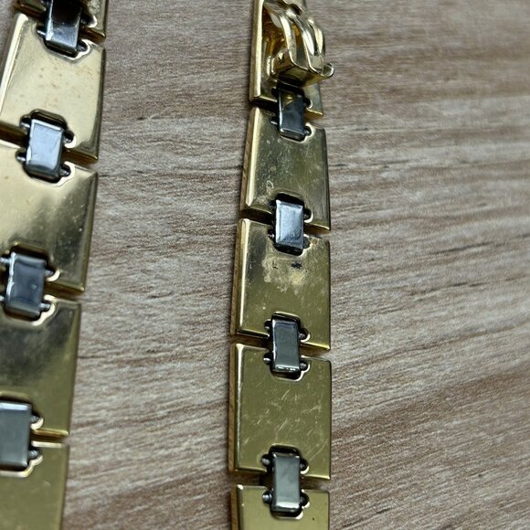 Lanvin Gold Crystal Gourmette Clip On Drop Earrings Made in Italy - Picture 4 of 5